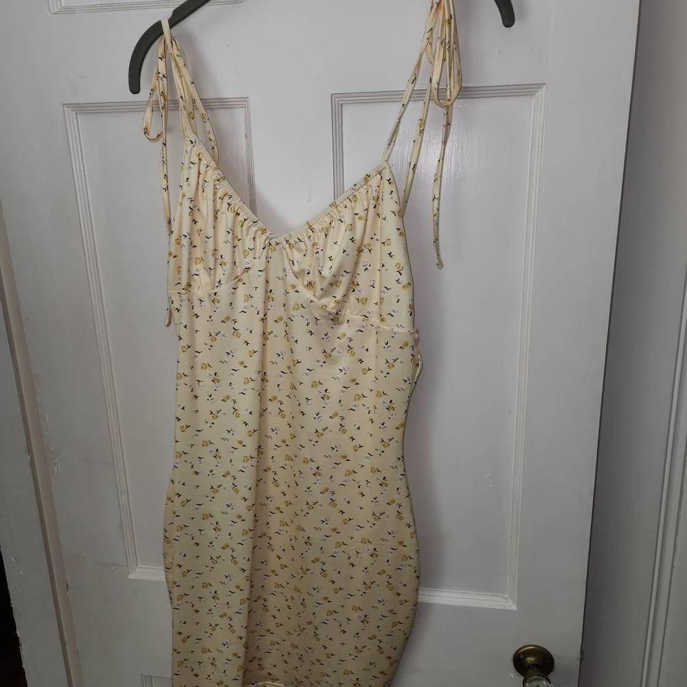 Yellow Floral Spaghetti Strap Dress